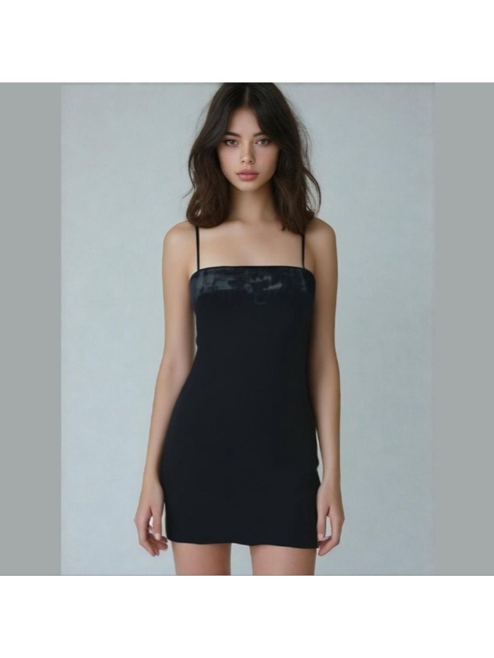 L'agence Velvet Spaghetti Strap Mini Black Dress